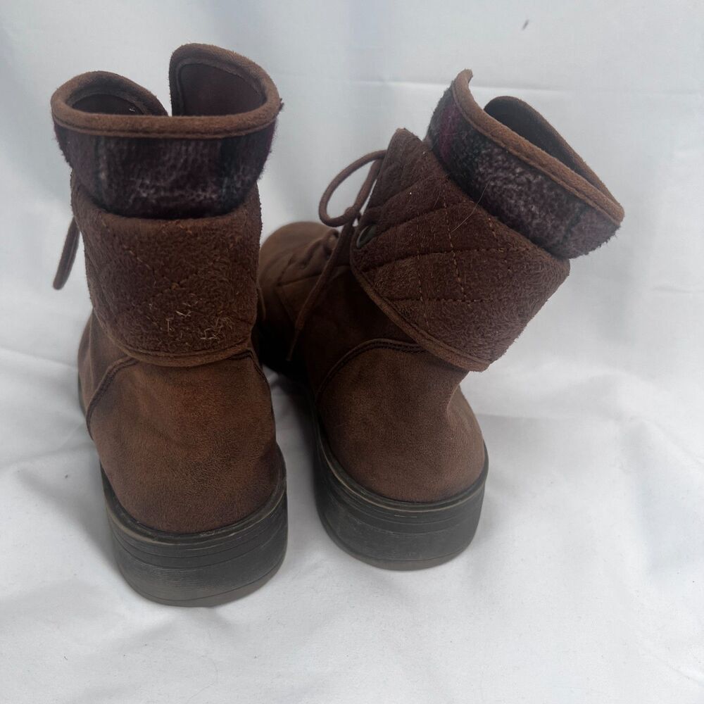 American Eagle Brown Lace Up Plaid Contrast Ankle Bootie Size 8 - Picture 3 of 10